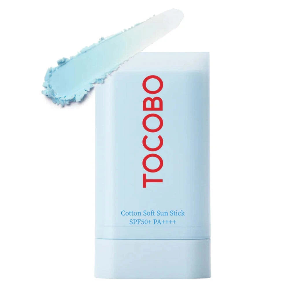 Tocobo cotton soft sun stick with a swatch on a white background
